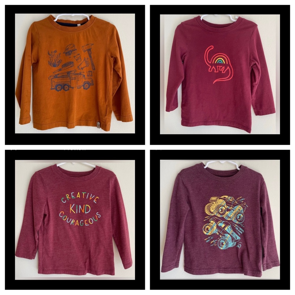 LOT of 4 - 3T LONG SLEEVE PULLOVER TEE SHIRTS, MINYMO-CAT&JACK-SOFTEST TEE